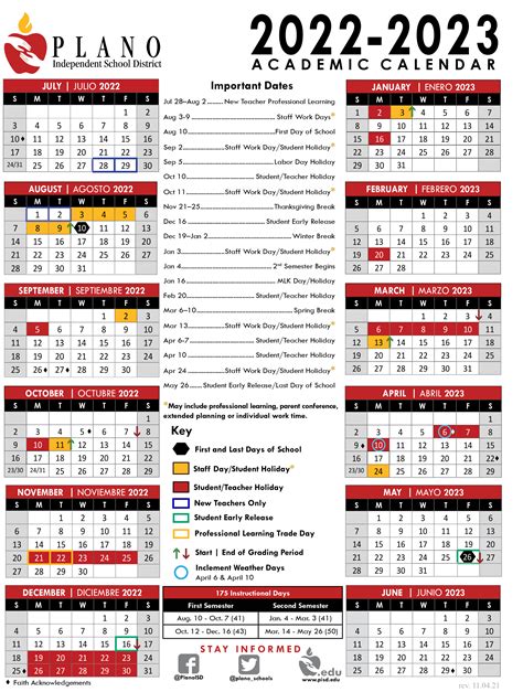 Haga clic aqu para ms informacin y para ver el calendario que implementar la escuela de su hijo. . Pisd calendar 2023